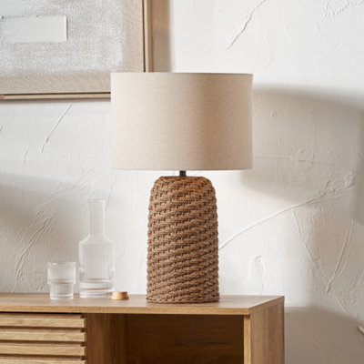 Pacific Lifestyle Brown Woven Seagrass Table Lamp from B&Q