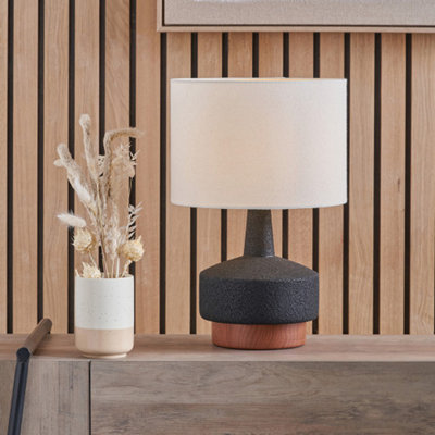 Pacific Lifestyle Wood Effect Textured Ceramic Table Lamp from B&Q