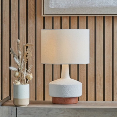 Pacific Lifestyle Wood Effect Textured Ceramic Table Lamp from B&Q