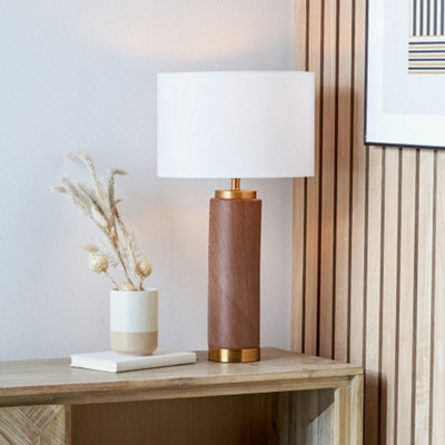 Pacific Lifestyle Wood Effect Ceramic Tall Table Lamp With Shade from B&Q