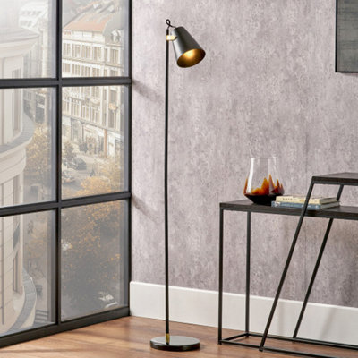 Pacific Lifestyle Black And Brushed Brass Task Floor Lamp from B&Q