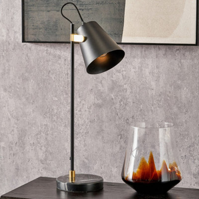 Pacific Lifestyle Black And Brushed Brass Task Table Lamp from B&Q