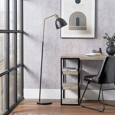 Pacific Lifestyle Black And Gold Task Floor Lamp from B&Q