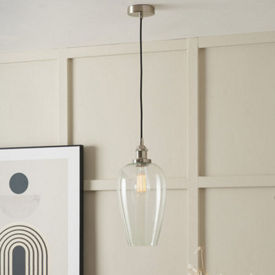 Pacific Lifestyle Glass Pendant Ceiling Light With Antique Silver Metal Chain Pendant from B&Q