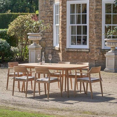 Pacific Lifestyle Salita Natural Teak Wood Outdoor 6 Seater Dining Set from B&Q