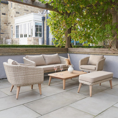 Pacific Lifestyle Cabon Acacia Wood And Pu Rattan Outdoor Seating Set For 6 from B&Q