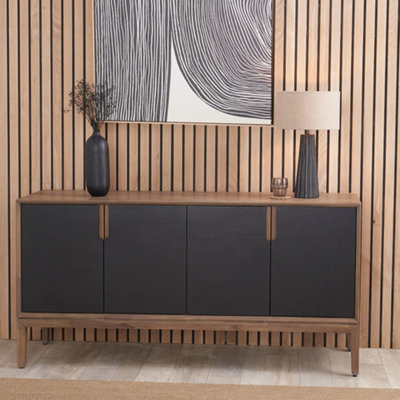 Pacific Lifestyle 4 Door Black And Natural Acacia Wood Sideboard