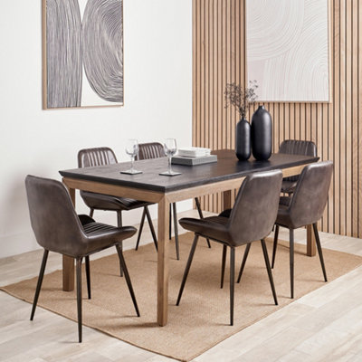 Pacific Lifestyle Six Seater Black And Natural Acacia Wood Dining Table from B&Q