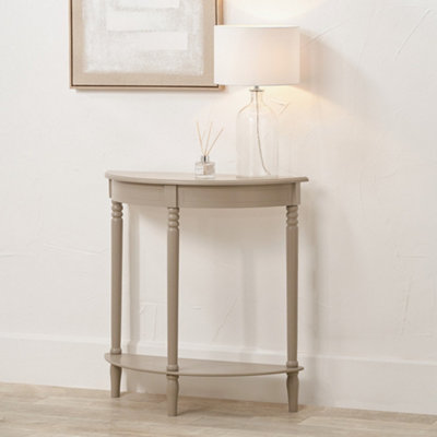 Pacific Lifestyle Taupe Wood Half Moon Console Table With Bottom Storage Shelf from B&Q