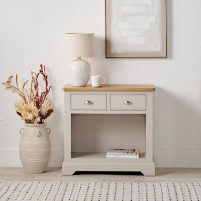Pacific Lifestyle Cream 2 Drawer Pine And Oak Wood Console Table from B&Q