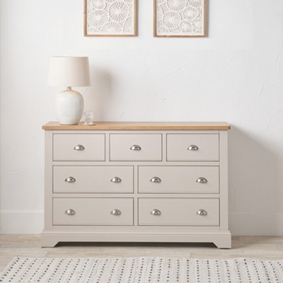 Pacific Lifestyle Cream Pine And Oak Wood 7 Drawer Unit