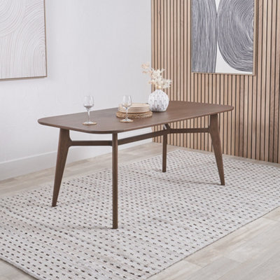 Pacific Lifestyle 6 Seater Dark Wood Retro Dining Table from B&Q