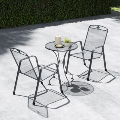 Pacific Lifestyle Savoy Grey Metal Mesh Bistro Set  For 2 Patio Table And Chairs from B&Q