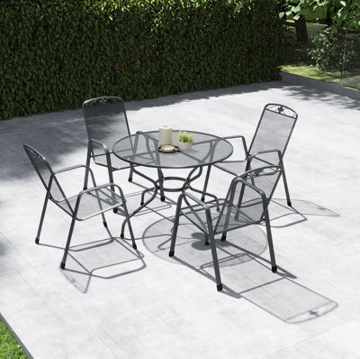 Pacific Lifestyle Savoy Metal Outdoor 4 Seater Dining Set Patio Garden Furniture from B&Q