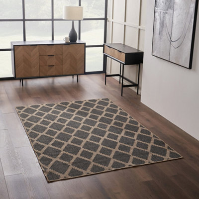 Pacific Lifestyle Large Area Rug Natural And Dark Grey With Diamond Design For Indoor And Outdoor Rugs from B&Q
