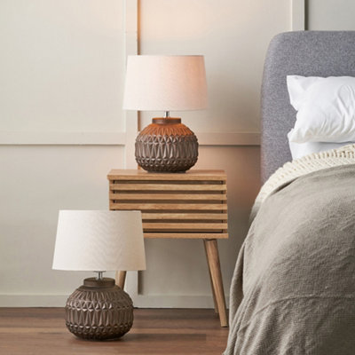 Pacific Lifestyle Set Of 2 Anneli Bronze Aztec Texture Ceramic Table Lamp from B&Q