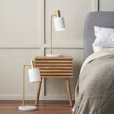 Pacific Lifestyle Set Of 2 Biba Marble Footed White And Gold Table Lamp from B&Q
