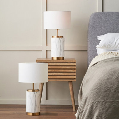 B&Q -  Set Of 2 Carrara Marble Effect Ceramic Table Lamp