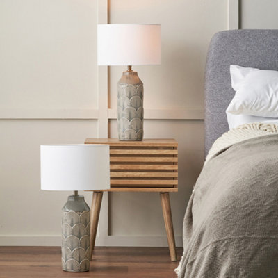 Pacific Lifestyle Set Of 2 Bethan Embossed Grey Ceramic Table Lamp from B&Q