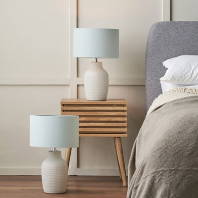 Pacific Lifestyle Set Of 2 Kai Duck Egg Textured Tall Ceramic Table Lamp from B&Q