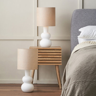 Pacific Lifestyle Set Of 2 Aaliyah White Curved Bottle Ceramic Table Lamp from B&Q