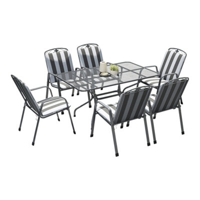 Pacific Lifestyle Savoy Mesh Metal 6 Seater Outdoor Dining Set With Cushions from B&Q