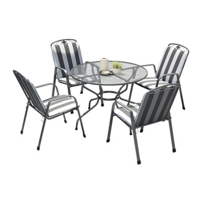 Pacific Lifestyle Savoy 4 Seater Mesh Metal Round Dining Set With Cushions from B&Q