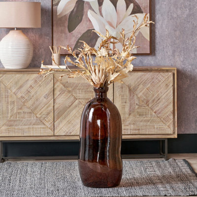 Pacific Lifestyle Tall Organic-Shaped Vase In Pecan Brown Recycled Glass from B&Q