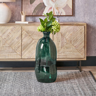 Pacific Lifestyle Tall Organic-Shaped Vase In Sea Green Recycled Glass from B&Q