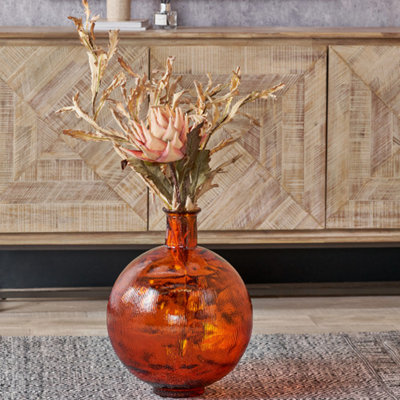 Pacific Lifestyle Round Vase In Orange Recycled Glass from B&Q