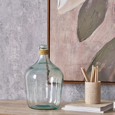 Pacific Lifestyle Small Clear Recycled Glass Bottle Vase With Raffia Neck from B&Q