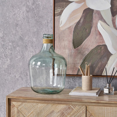 Pacific Lifestyle Medium Clear Recycled Glass Bottle Vase With Raffia Neck from B&Q