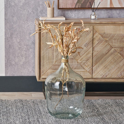 Pacific Lifestyle Large Clear Recycled Glass Bottle Vase With Raffia Neck from B&Q