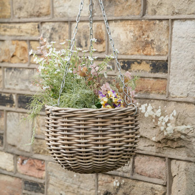 Pacific Lifestyle Tobs Grey Kubu Large Round Hanging Basket from B&Q