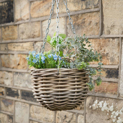 Pacific Lifestyle Tobs Grey Kubu Small Round Hanging Basket from B&Q