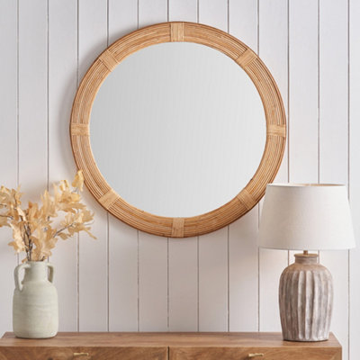 Pacific Lifestyle Natural Bent Bamboo Frame Round Wall Mirror from B&Q