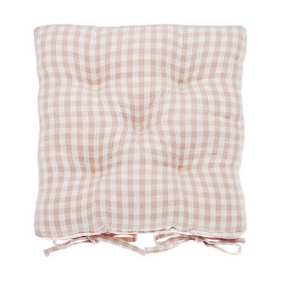 Walton & Co Gingham Plaster Pink Seat Pad With Ties from B&Q