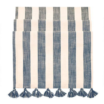 Walton & Co Flint Blue Wide Stripe Table Runner 40X180Cm from B&Q