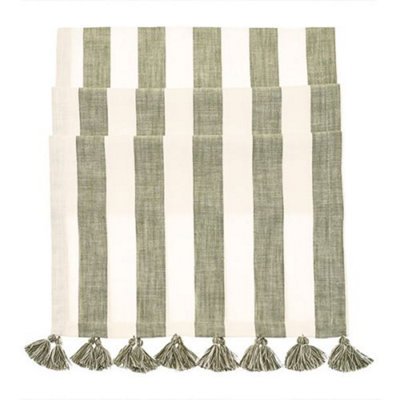 Walton & Co Olive Wide Stripe Table Runner 40X180Cm from B&Q