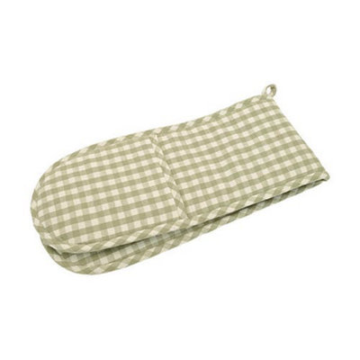 Walton & Co Gingham Pale Olive Double Oven Glove from B&Q