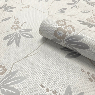 Belgravia Décor Amelie Blossom White/beige Wallpaper from B&Q