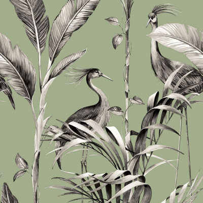 World Of Wallpaper Azzurra Leaf Wallpaper Sage Green 9512 from B&Q