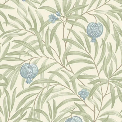 Belgravia Pomegranate Botanical Leaf Blue And Green Wallpaper P9611 from B&Q