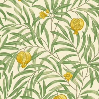Belgravia Pomegranate Botanical Leaf Yellow And Green Wallpaper P9612 from B&Q