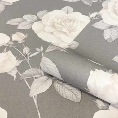 Belgravia Rosa Charcoal Wallpaper from B&Q