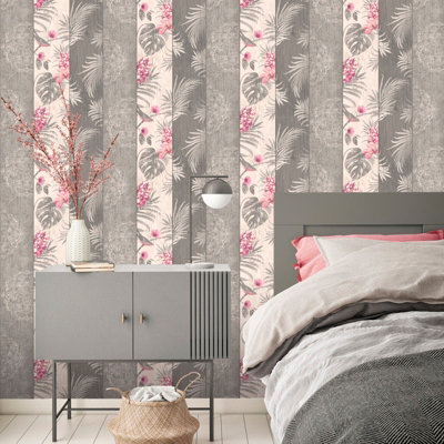 Belgravia Decora Rosa Panel Charcoal / Majenta from B&Q