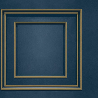 B&Q -  Forbidden Fruit Panel Wallpaper Navy/gold 39007