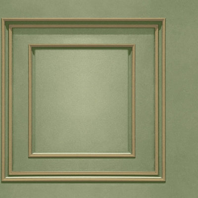B&Q -  Forbidden Fruit Panel Wallpaper Sage Green/gold 39008
