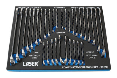 Laser Tools 6795 32Pc Combination Spanner Set Metric & Af from B&Q