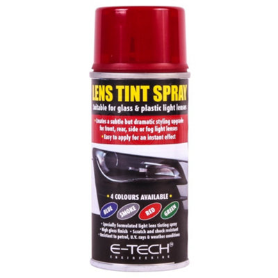  - E-Tech Red Light Lens Tint Tinting Spray Glass Plastic Car Bike Lenses 150Ml